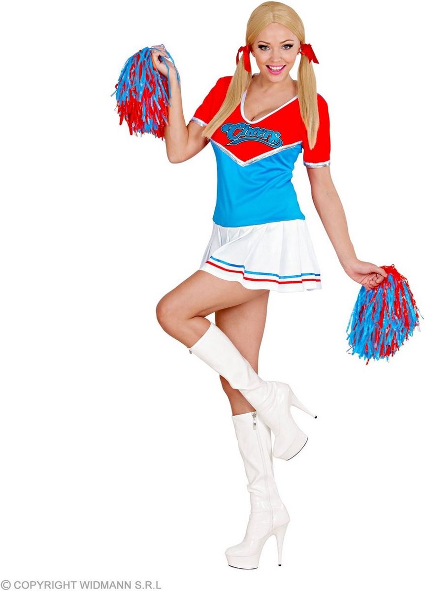 Cheerleader Kostuum | Highschool Leader Of Cheer Blauw Rood | Vrouw | Large | Carnaval kostuum | Verkleedkleding